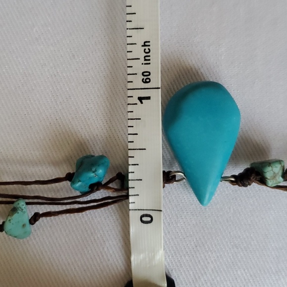 Handmade One of a Kind Turquoise Boho Bracelet, Knotted Small Beads Teardrop - Picture 3 of 3